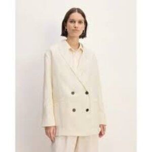 NEW Everlane The Linen Double Breasted Ivory Cream Blazer Women's Size 14